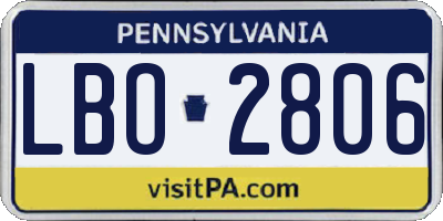 PA license plate LBO2806