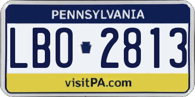 PA license plate LBO2813