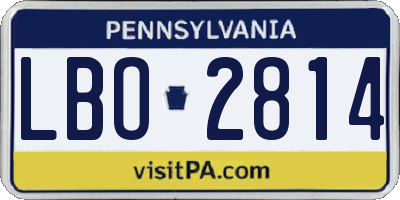PA license plate LBO2814
