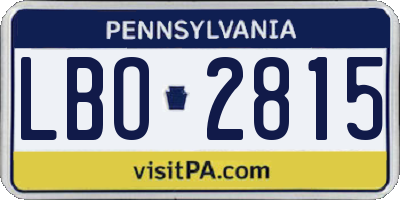 PA license plate LBO2815