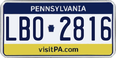 PA license plate LBO2816