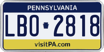 PA license plate LBO2818