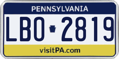PA license plate LBO2819
