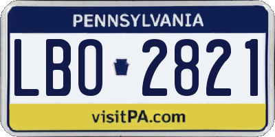PA license plate LBO2821
