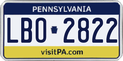 PA license plate LBO2822