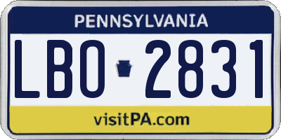 PA license plate LBO2831