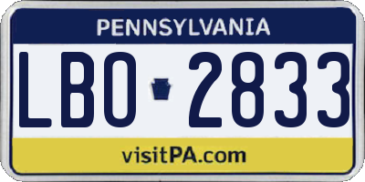 PA license plate LBO2833