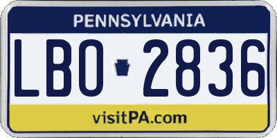 PA license plate LBO2836