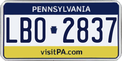 PA license plate LBO2837
