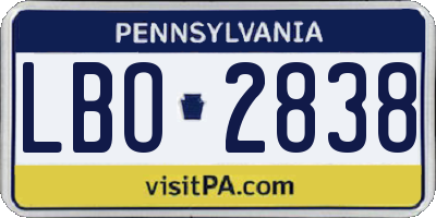 PA license plate LBO2838