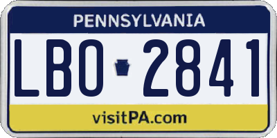 PA license plate LBO2841