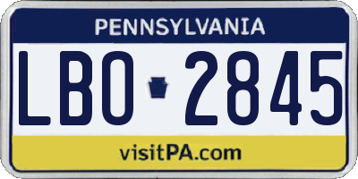 PA license plate LBO2845