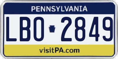PA license plate LBO2849