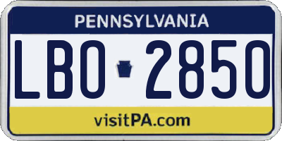 PA license plate LBO2850