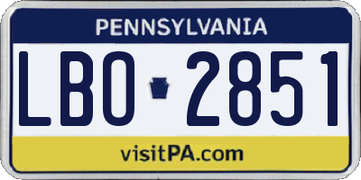 PA license plate LBO2851