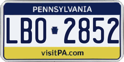 PA license plate LBO2852