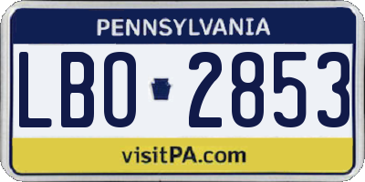 PA license plate LBO2853