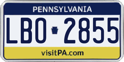 PA license plate LBO2855