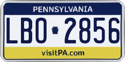 PA license plate LBO2856