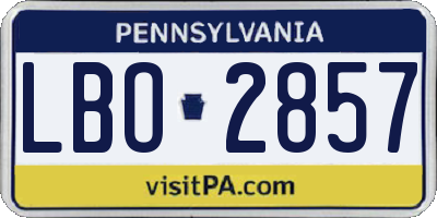PA license plate LBO2857