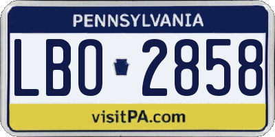 PA license plate LBO2858