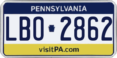 PA license plate LBO2862