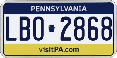 PA license plate LBO2868