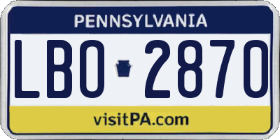 PA license plate LBO2870