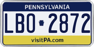 PA license plate LBO2872