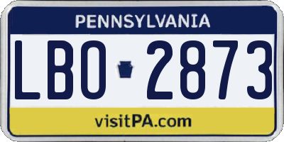 PA license plate LBO2873