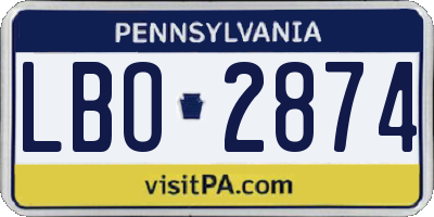 PA license plate LBO2874