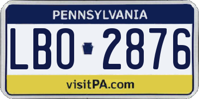 PA license plate LBO2876
