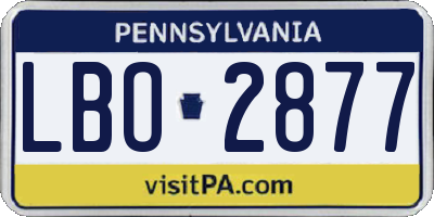 PA license plate LBO2877