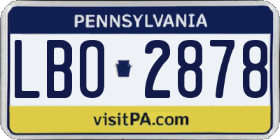 PA license plate LBO2878