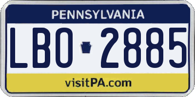PA license plate LBO2885