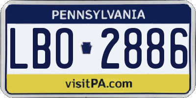 PA license plate LBO2886