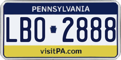 PA license plate LBO2888