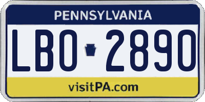 PA license plate LBO2890