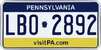 PA license plate LBO2892
