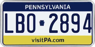 PA license plate LBO2894