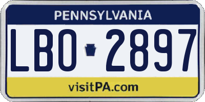 PA license plate LBO2897