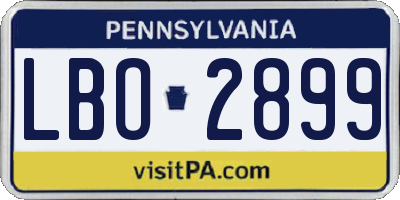 PA license plate LBO2899