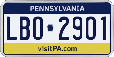 PA license plate LBO2901