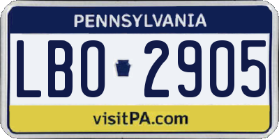 PA license plate LBO2905