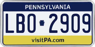 PA license plate LBO2909