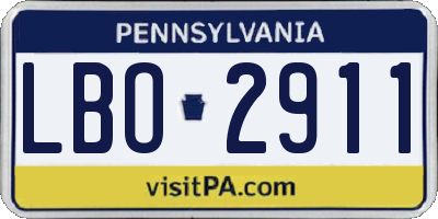 PA license plate LBO2911