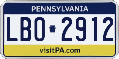 PA license plate LBO2912