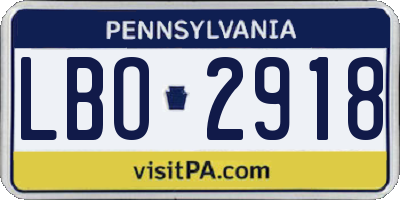PA license plate LBO2918