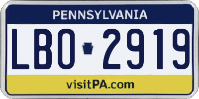 PA license plate LBO2919