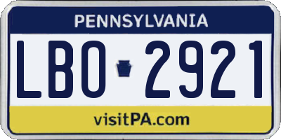 PA license plate LBO2921